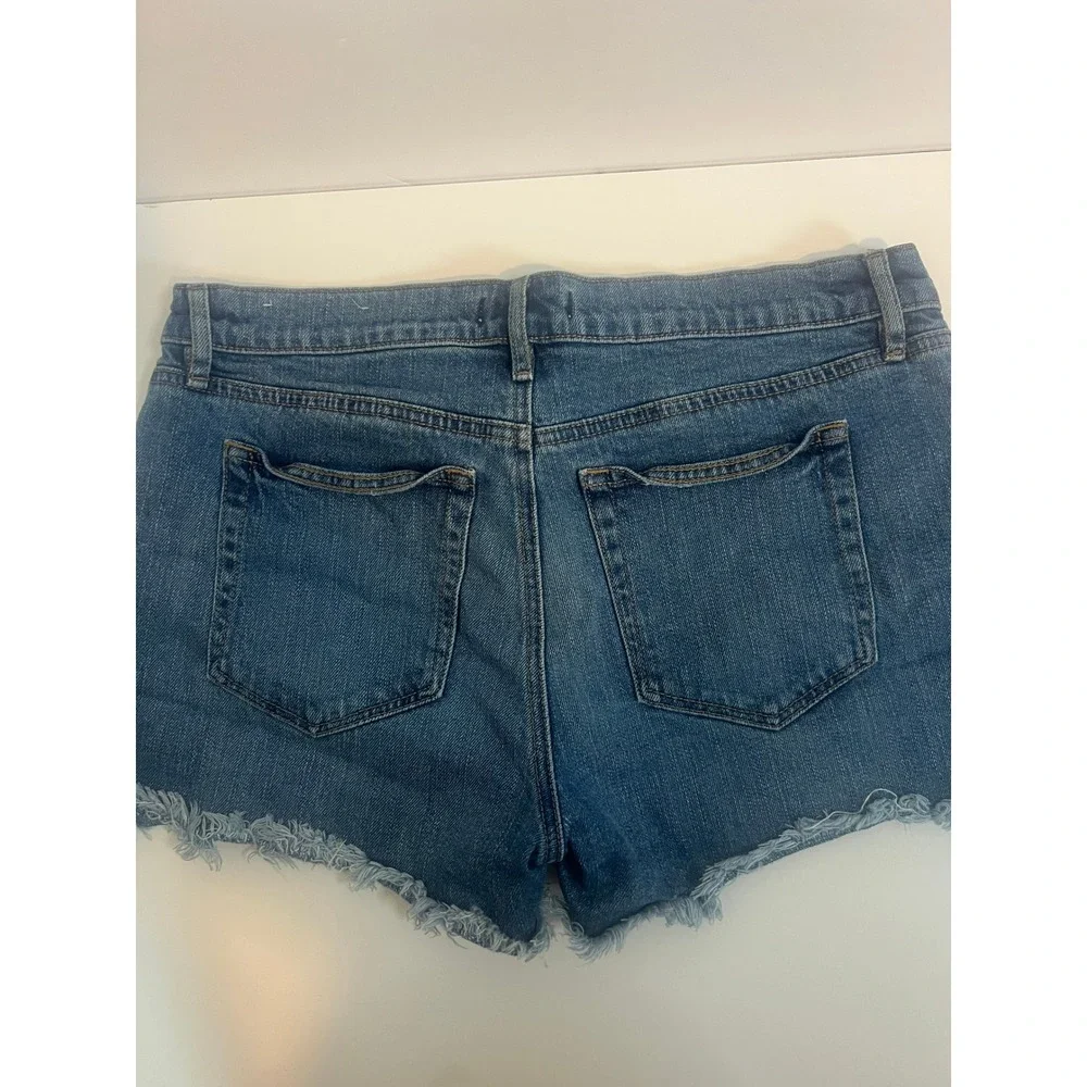 LOFT Womens Medium Wash Frayed Raw Hem Denim Jean Shorts Size 4 27